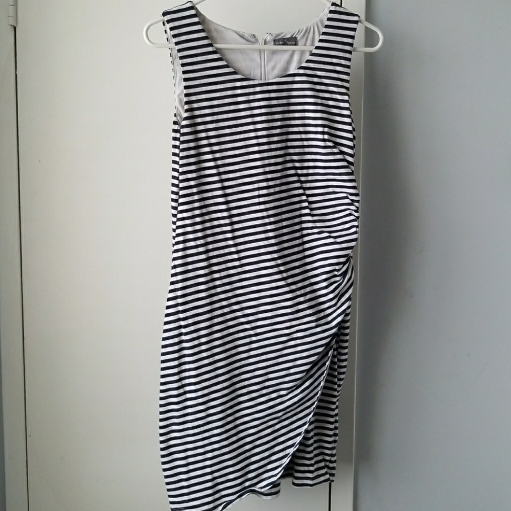 Navy and white striped dress